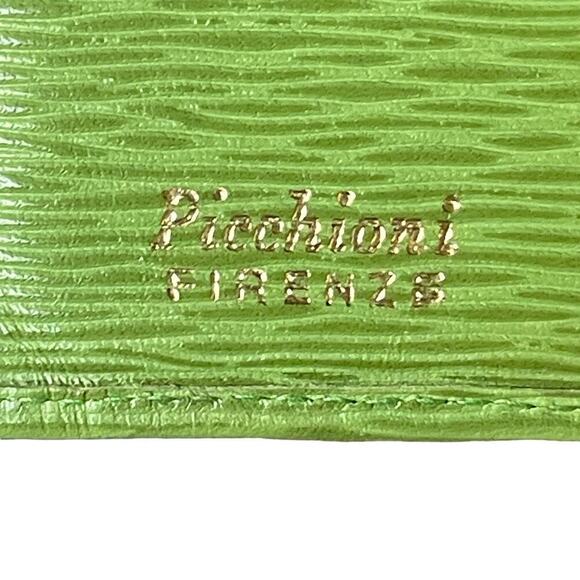 PICCHIONI Lime Green Leather Wallet w Gold-tone Clasp Closure - Picture 2 of 16